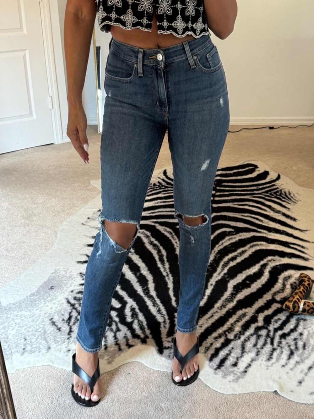 Levi's Dark Blue Distressed High-Rise Skinny Jeans